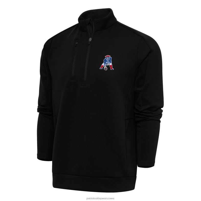 Patriots Jersey mężczyźni Antigua Black Team Logo Throwback Generation duży i wysoki sweter zapinany na suwak odzież 6RBB789