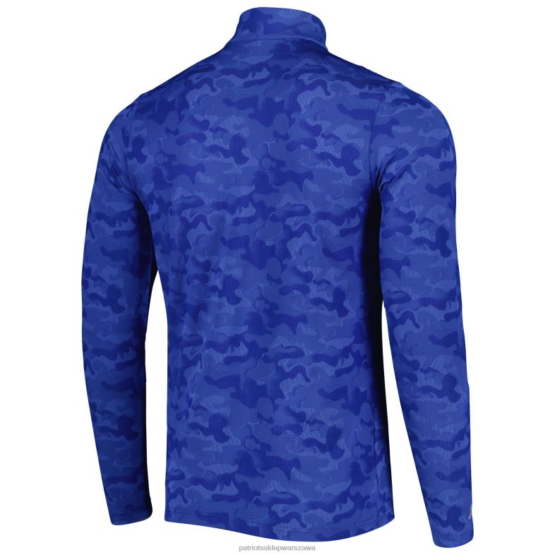 Patriots Jersey mężczyźni Antigua Royal Brigade bluza z zamkiem ćwiartkowym odzież 6RBB809