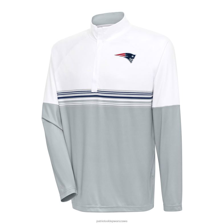 Patriots Jersey mężczyźni Antigua biało-granatowa bluza z zamkiem ćwiartkowym odzież 6RBB711