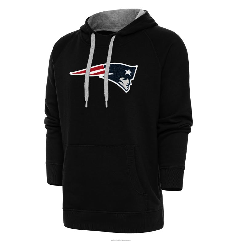 Patriots Jersey mężczyźni Antigua czarna szenilowa bluza z kapturem Victory odzież 6RBB684