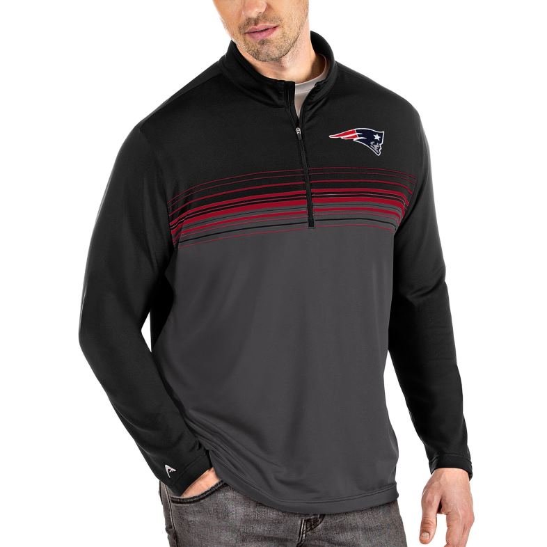 Patriots Jersey mężczyźni Antigua czarno-czerwona kurtka zapinana na zamek błyskawiczny odzież 6RBB715