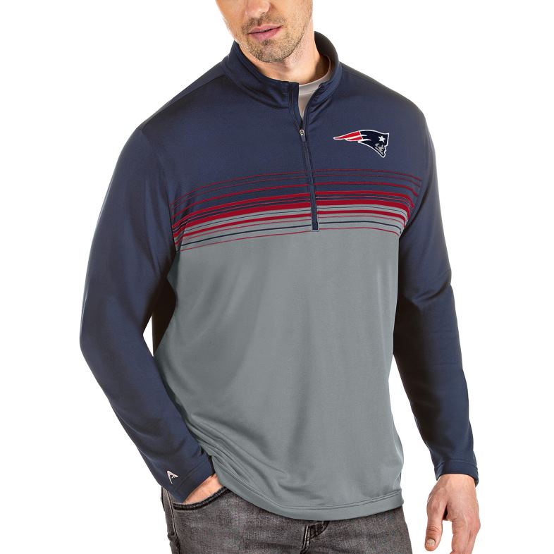 Patriots Jersey mężczyźni Antigua granatowo-czerwona kurtka pulowerowa z zamkiem błyskawicznym odzież 6RBB786