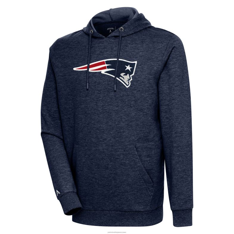 Patriots Jersey mężczyźni Antigua melanżowa granatowa bluza z kapturem chenille odzież 6RBB698