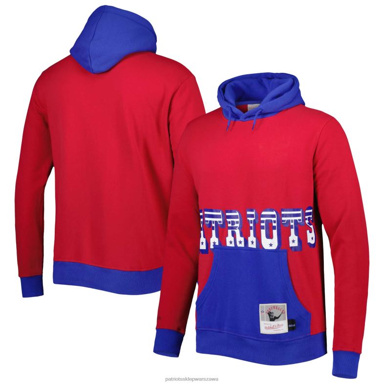 Patriots Jersey mężczyźni Czerwono-granatowa bluza z kapturem marki Mitchell & Ness odzież 6RBB658