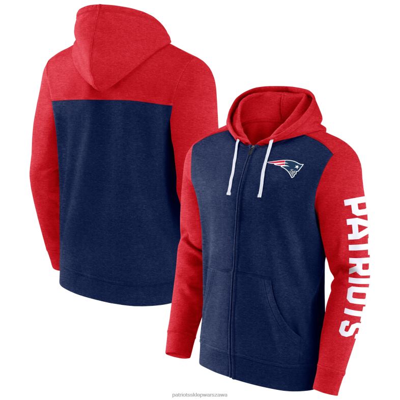 Patriots Jersey mężczyźni Fanatics brandowana wrzosowo-granatowa bluza z kapturem i suwakiem na całej długości odzież 6RBB485