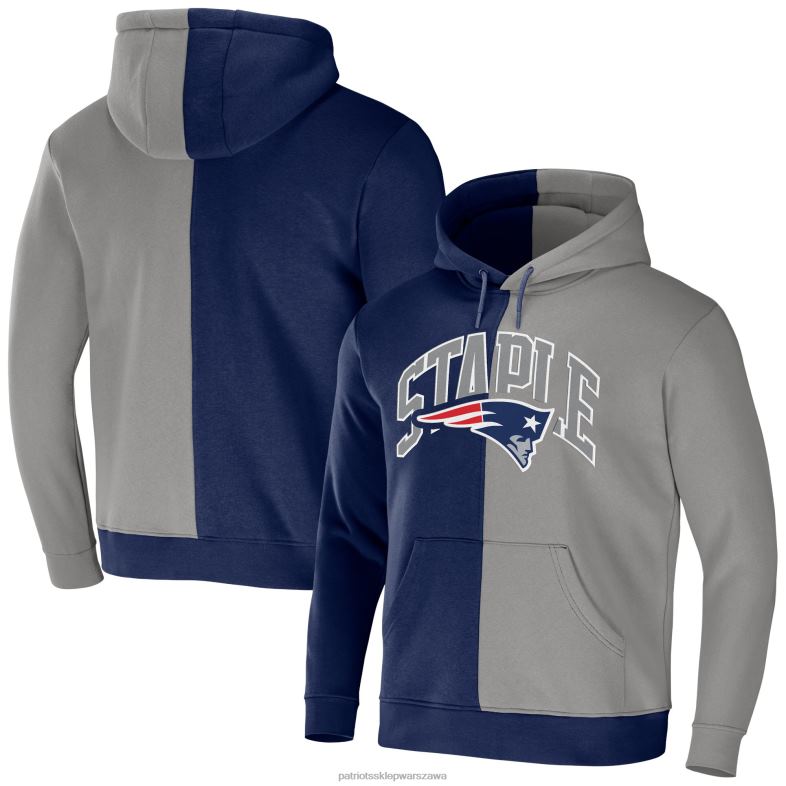 Patriots Jersey mężczyźni Granatowa bluza z kapturem z rozcięciem i logo nfl x staple odzież 6RBB810
