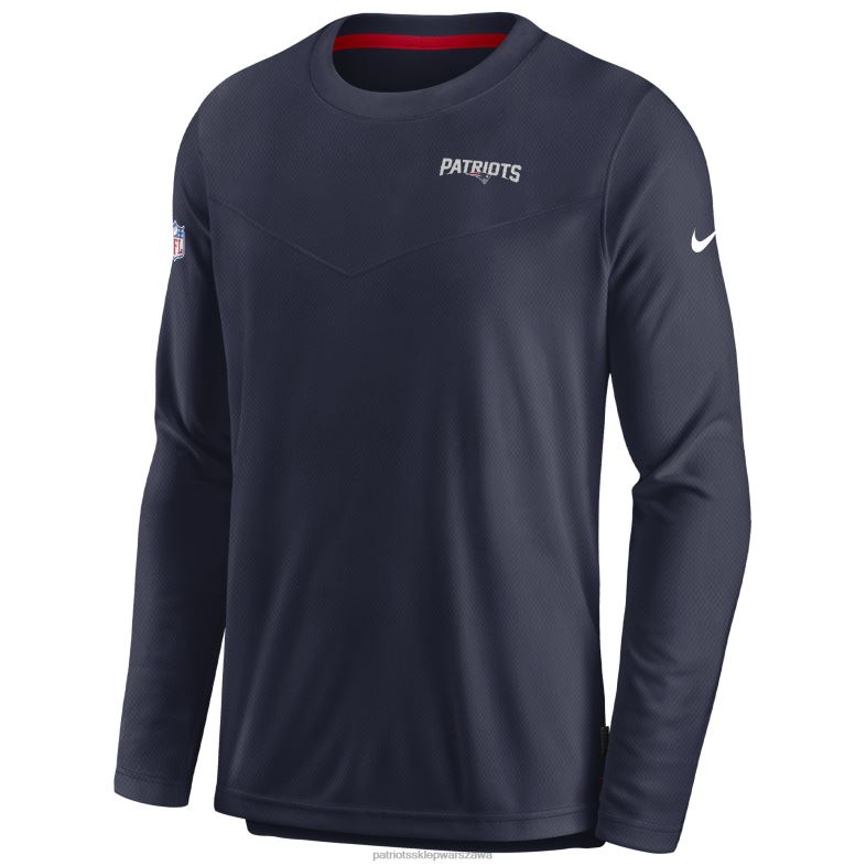Patriots Jersey mężczyźni Granatowa koszulka z długim rękawem Nike Sideline Lockup Performance odzież 6RBB592