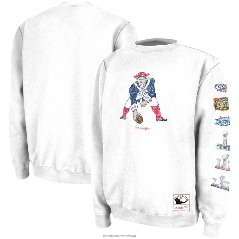 Patriots Jersey mężczyźni Mitchell & Ness sweter z białymi pierścieniami vip champions odzież 6RBB778