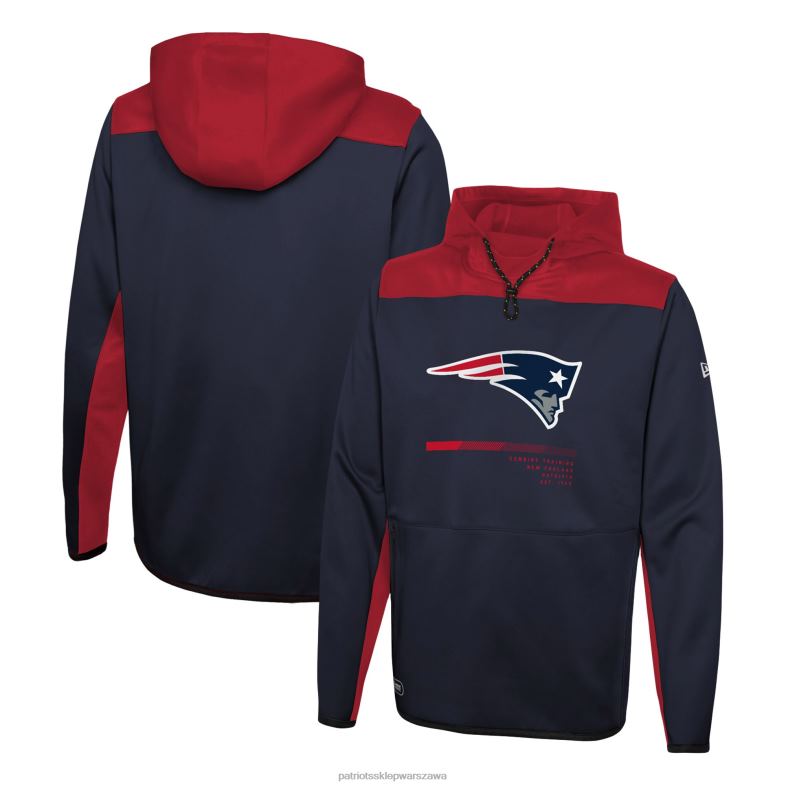 Patriots Jersey mężczyźni Nowa era Navy łączy w sobie autentyczną bluzę z kapturem Hard Hitter odzież 6RBB773