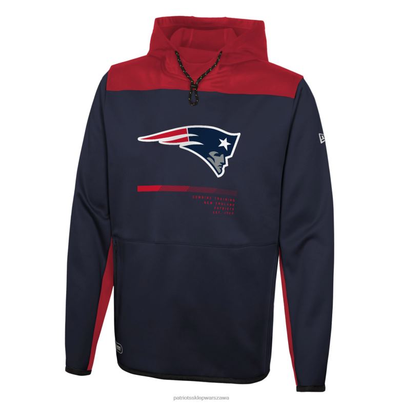 Patriots Jersey mężczyźni Nowa era Navy łączy w sobie autentyczną bluzę z kapturem Hard Hitter odzież 6RBB773