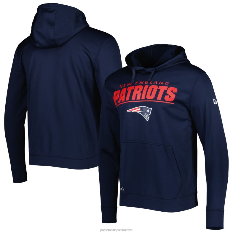 Patriots Jersey mężczyźni Nowa era granatowa bluza z kapturem z autentycznym deklarowanym logo odzież 6RBB565