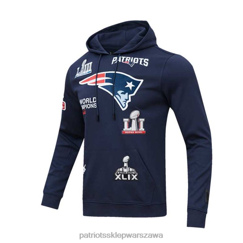 Patriots Jersey mężczyźni Profesjonalna granatowa bluza z kapturem 6x Super Bowl Champions odzież 6RBB507