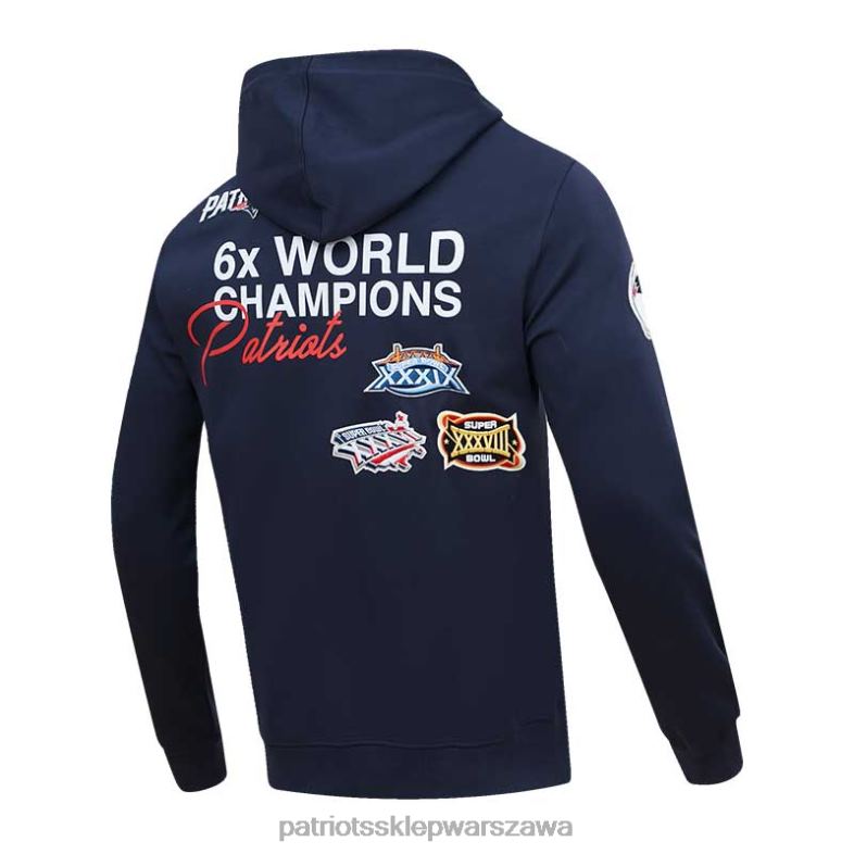 Patriots Jersey mężczyźni Profesjonalna granatowa bluza z kapturem 6x Super Bowl Champions odzież 6RBB507