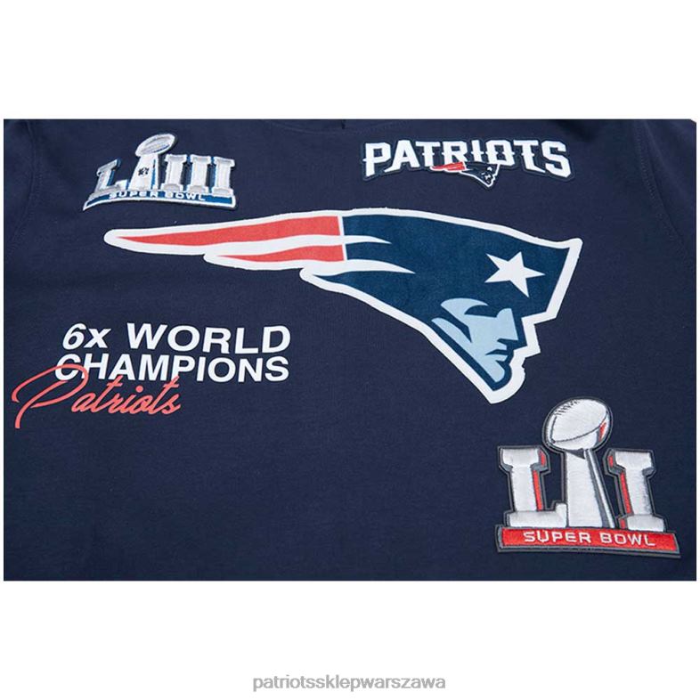 Patriots Jersey mężczyźni Profesjonalna granatowa bluza z kapturem 6x Super Bowl Champions odzież 6RBB507
