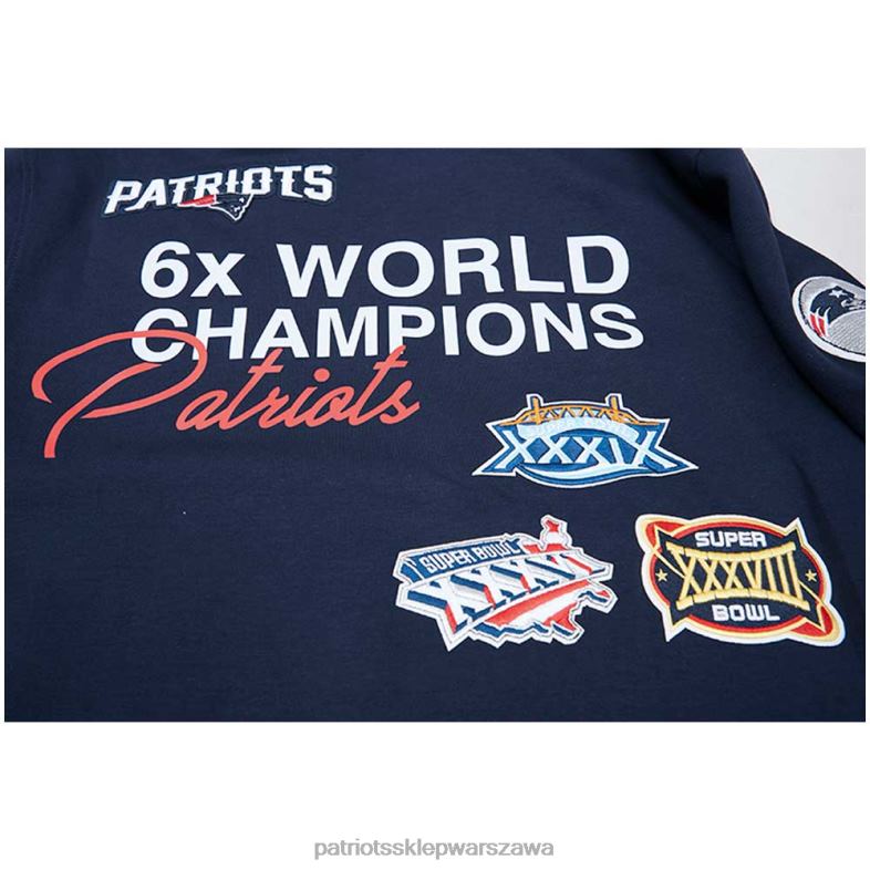 Patriots Jersey mężczyźni Profesjonalna granatowa bluza z kapturem 6x Super Bowl Champions odzież 6RBB507