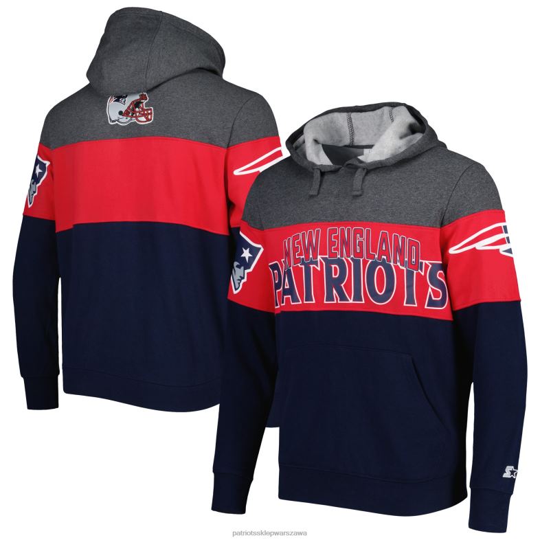 Patriots Jersey mężczyźni Starter Heather Grafitowy/Granatowy Ekstremalna Bluza Z Kapturem odzież 6RBB517