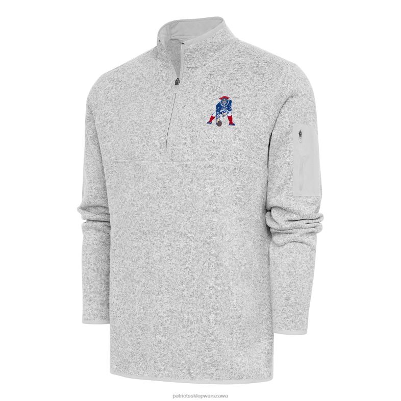 Patriots Jersey mężczyźni antigua wrzosowoszara kurtka fortune z zamkiem ćwiartkowym odzież 6RBB676
