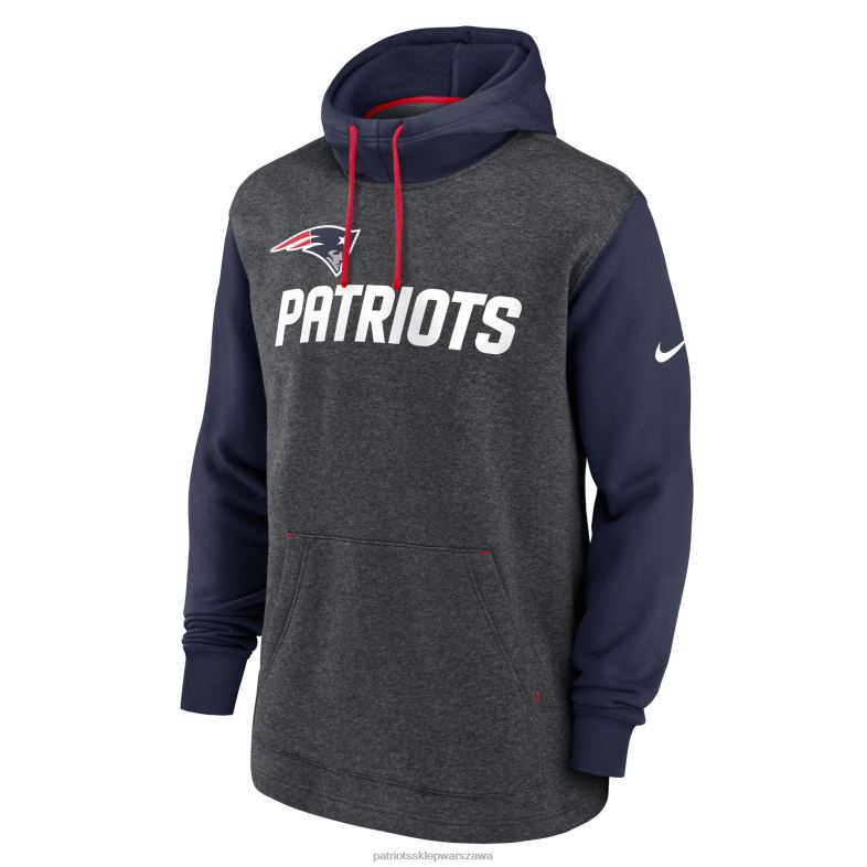 Patriots Jersey mężczyźni bluza z kapturem Nike Heathered w kolorze grafitowym/granatowym Surrey Legacy odzież 6RBB597