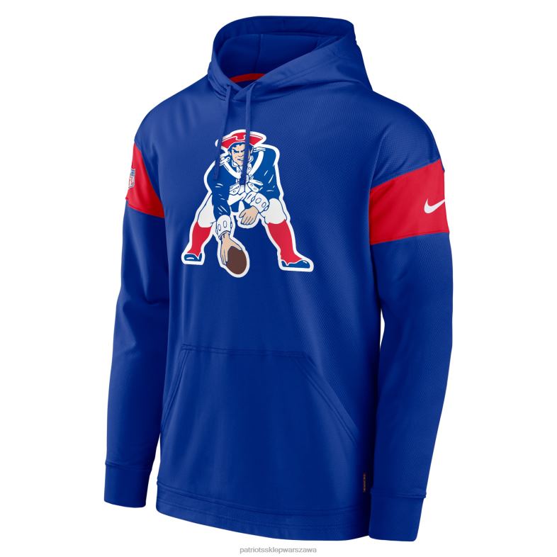 Patriots Jersey mężczyźni bluza z kapturem Nike Royal Sideline Arch Jersey Performance odzież 6RBB472