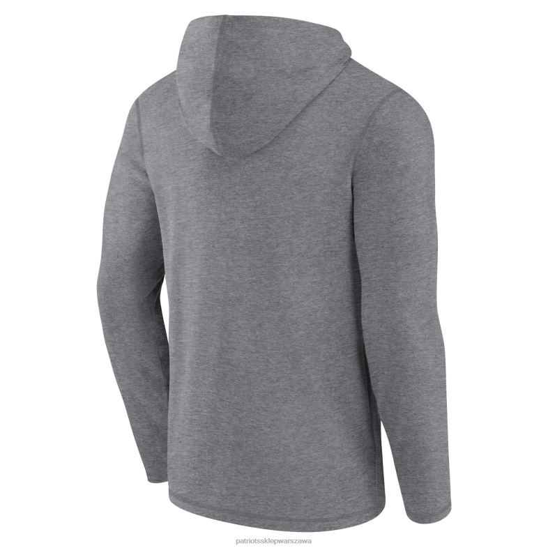 Patriots Jersey mężczyźni bluza z kapturem z długim rękawem i logo Fanatics Heather Grey Primary Logo odzież 6RBB514