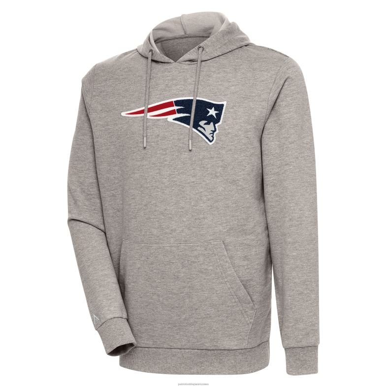 Patriots Jersey mężczyźni bluza z kapturem z szenilowej dzianiny Antigua Oatmeal Action odzież 6RBB687