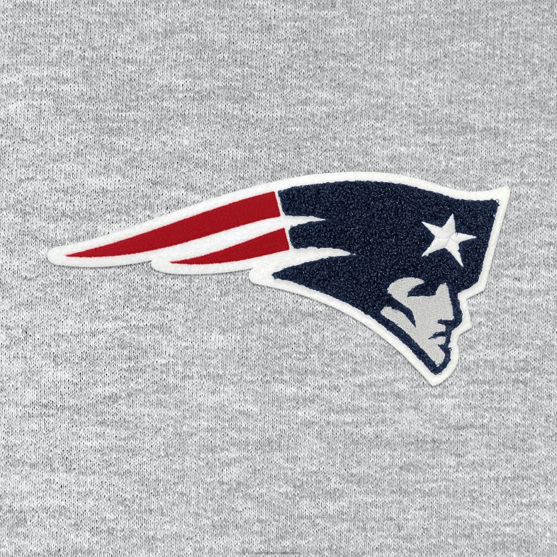 Patriots Jersey mężczyźni bluza z kapturem z szenilowej dzianiny Antigua w kolorze szarym melanżowym odzież 6RBB699