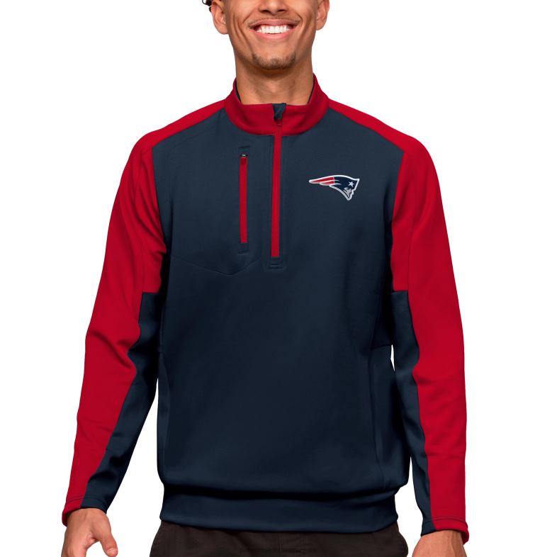 Patriots Jersey mężczyźni bluza z zamkiem ćwiartkowym drużyny marynarki wojennej antigua odzież 6RBB759