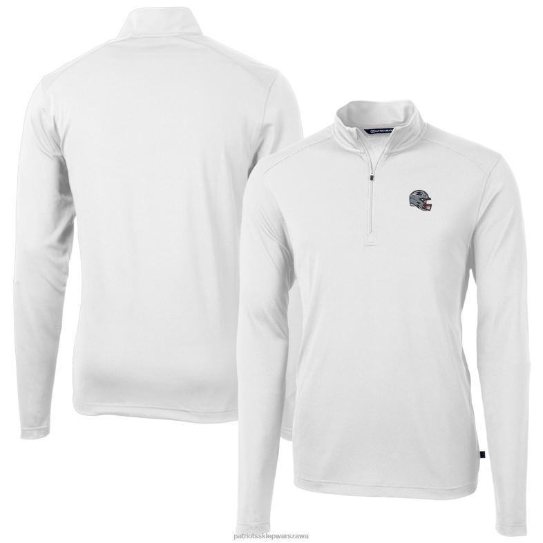 Patriots Jersey mężczyźni cutter & buck biały kask cnota eco pique bluza z suwakiem ćwiartkowym z recyklingu odzież 6RBB533