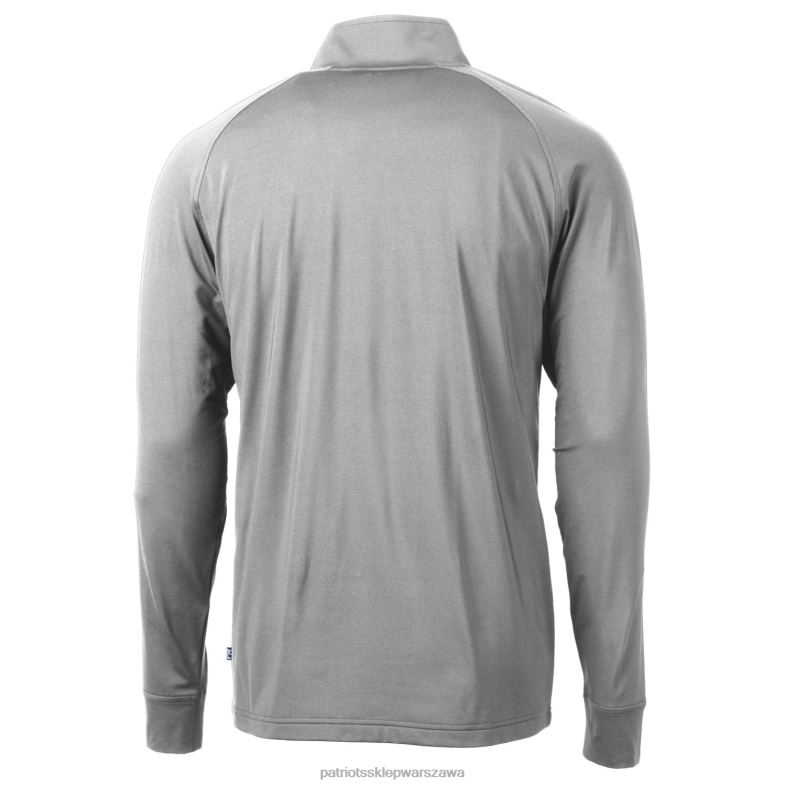 Patriots Jersey mężczyźni cutter & buck grey adapt eco dzianina stretch recyklingowany duży i wysoki sweter z suwakiem ćwiartkowym odzież 6RBB672