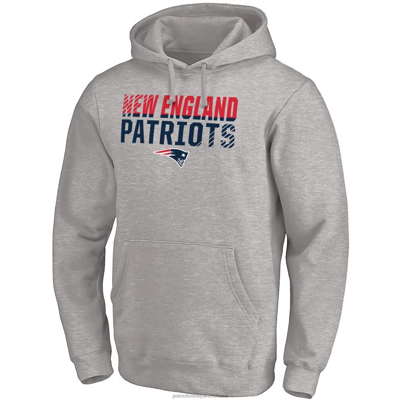 Patriots Jersey mężczyźni dopasowana bluza z kapturem Fanatics Heather Grey odzież 6RBB716