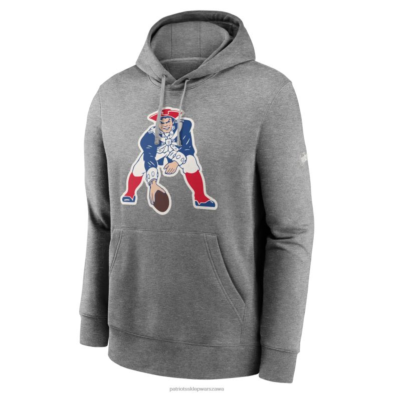 Patriots Jersey mężczyźni dzianinowa bluza z kapturem Nike Heathered Grey Rewind Club odzież 6RBB480