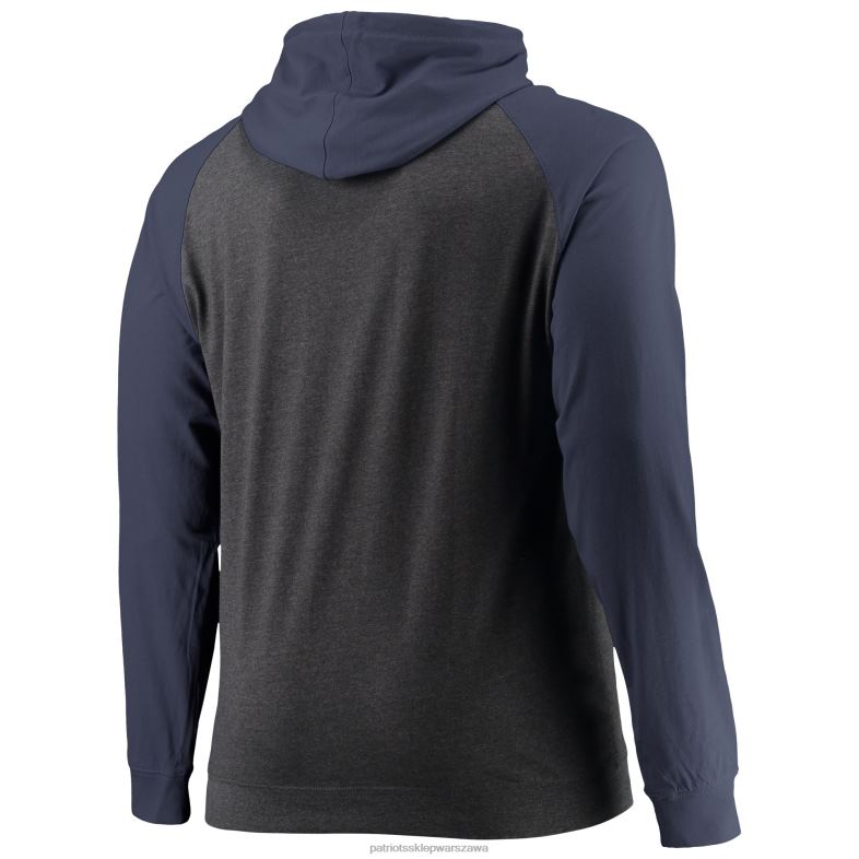 Patriots Jersey mężczyźni fanatics branded granatowo/melanżowy grafitowy duży i wysoki lekki raglanowy pulower z kapturem odzież 6RBB609