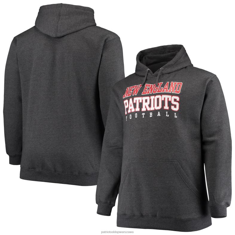 Patriots Jersey mężczyźni fanatics markowa, melanżowa, grafitowa bluza z kapturem do ćwiczeń, duża i wysoka odzież 6RBB799