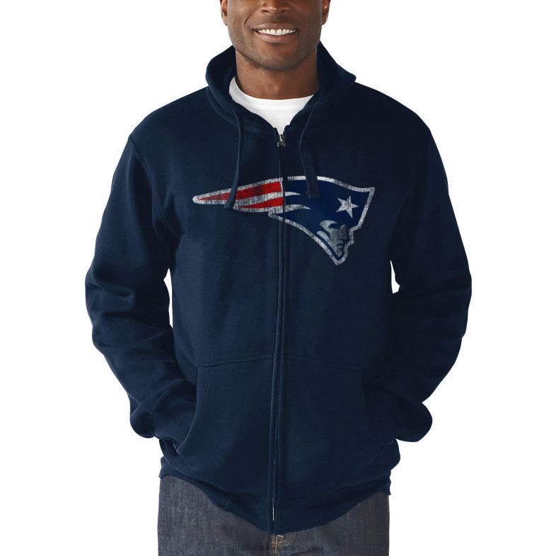 Patriots Jersey mężczyźni g-iii sports by carlbanks granatowa bluza z kapturem i suwakiem na całej długości z logo głównym odzież 6RBB702