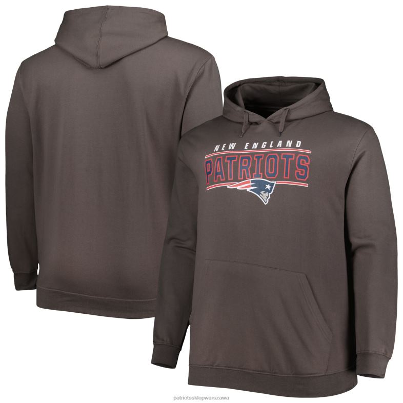 Patriots Jersey mężczyźni grafitowa bluza z kapturem i dużym logo odzież 6RBB620