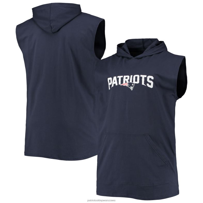 Patriots Jersey mężczyźni granatowa bluza bez rękawów z dużymi i wysokimi mięśniami odzież 6RBB495