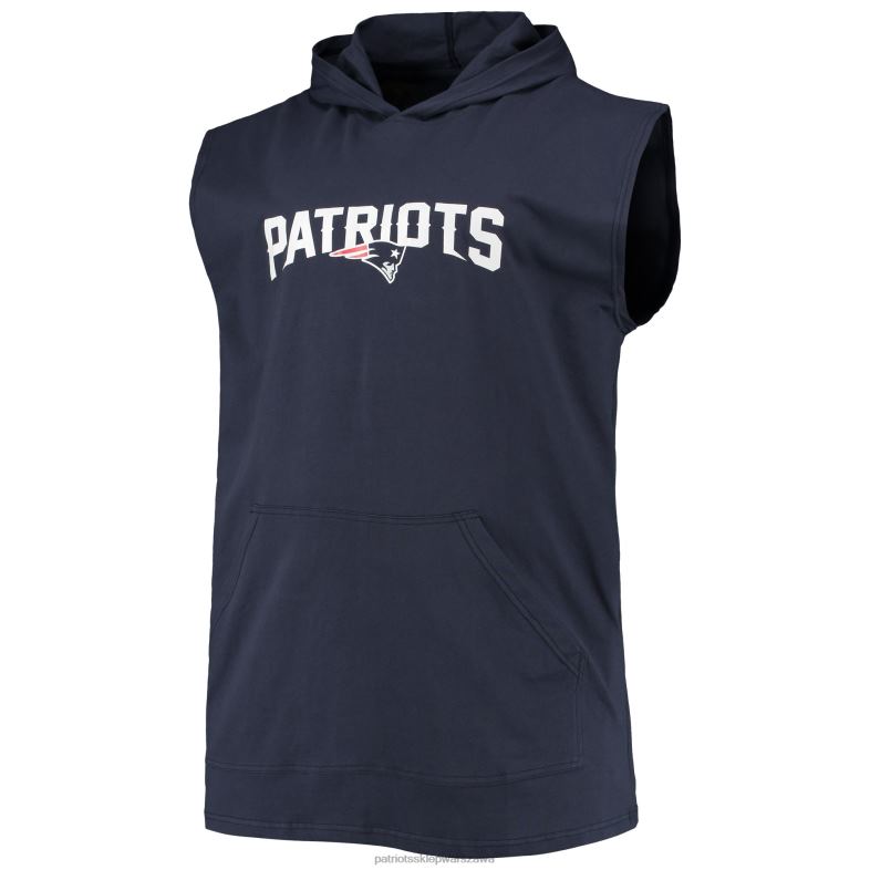 Patriots Jersey mężczyźni granatowa bluza bez rękawów z dużymi i wysokimi mięśniami odzież 6RBB495