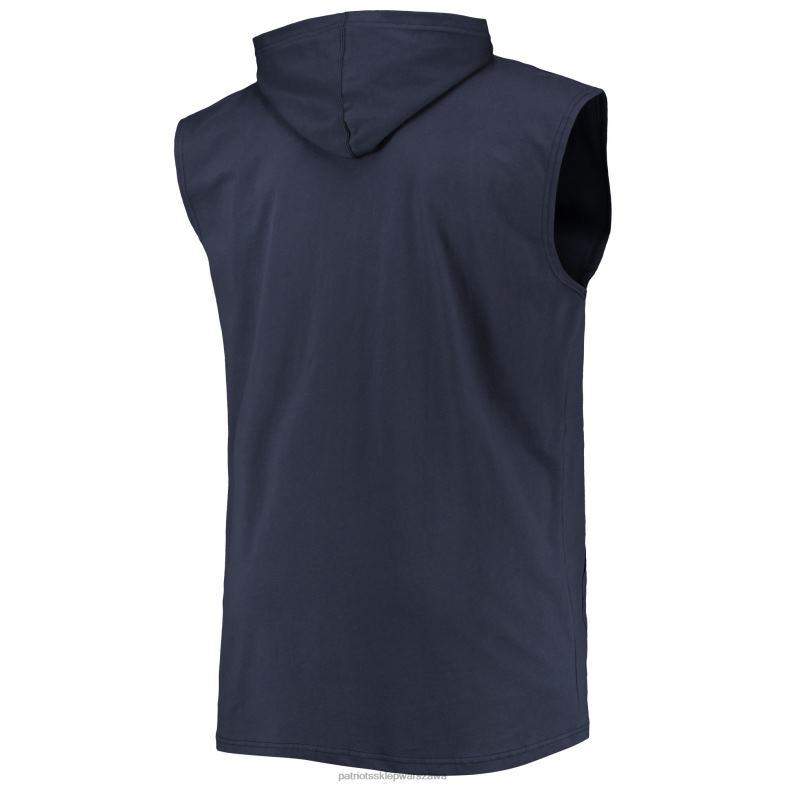 Patriots Jersey mężczyźni granatowa bluza bez rękawów z dużymi i wysokimi mięśniami odzież 6RBB495