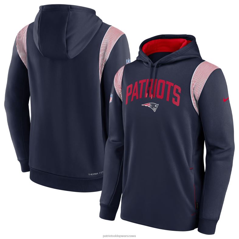 Patriots Jersey mężczyźni granatowa bluza z kapturem Nike Sideline Athletic Stack Performance odzież 6RBB501