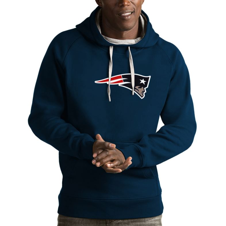 Patriots Jersey mężczyźni granatowa bluza z kapturem Victory Antigua odzież 6RBB637