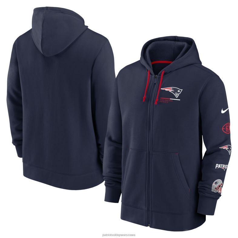Patriots Jersey mężczyźni granatowa bluza z kapturem i suwakiem na całej długości nike surrey odzież 6RBB561