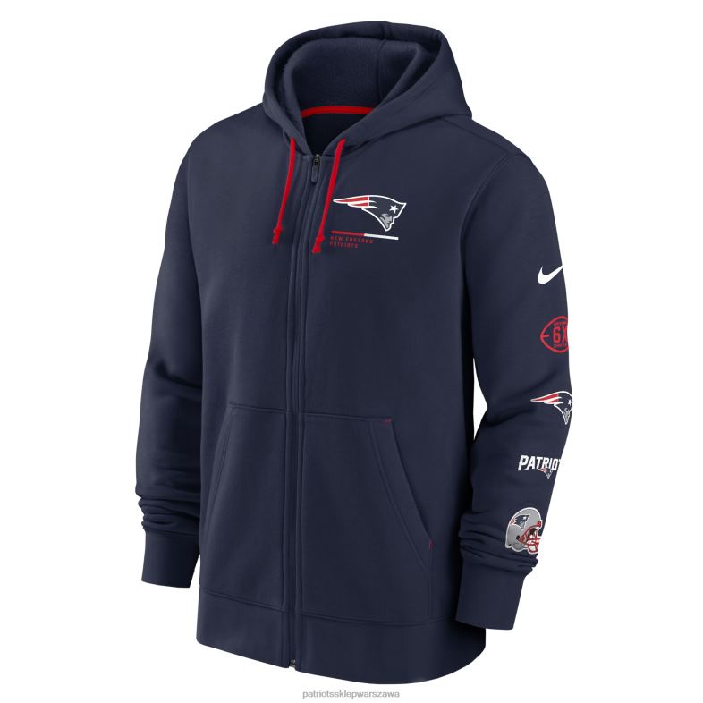 Patriots Jersey mężczyźni granatowa bluza z kapturem i suwakiem na całej długości nike surrey odzież 6RBB561