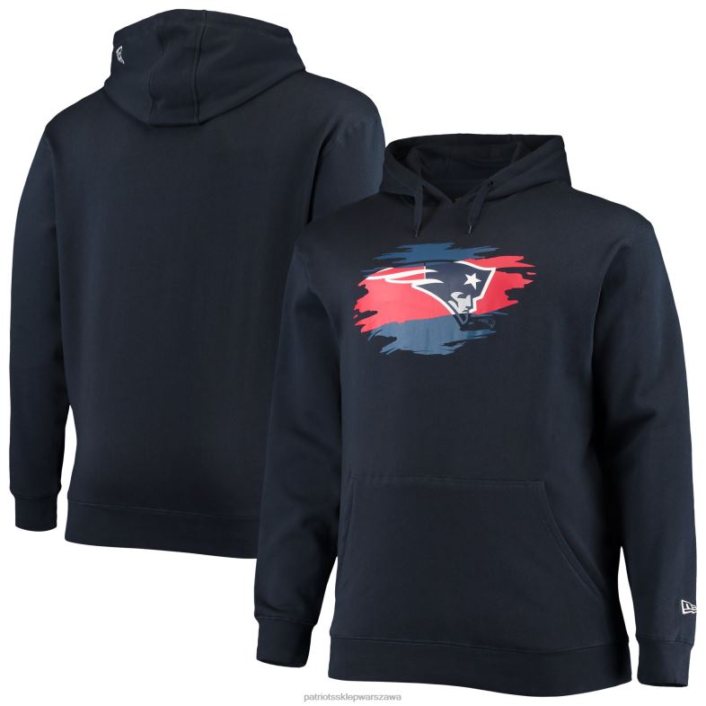 Patriots Jersey mężczyźni granatowa bluza z kapturem z dużym i wysokim logo marki New Era odzież 6RBB760
