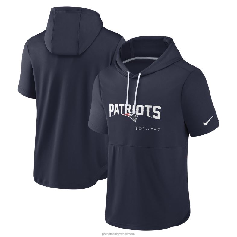 Patriots Jersey mężczyźni granatowa bluza z kapturem z krótkim rękawem nike odzież 6RBB468