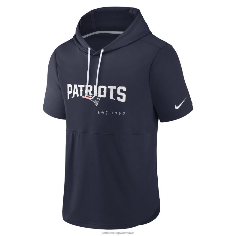 Patriots Jersey mężczyźni granatowa bluza z kapturem z krótkim rękawem nike odzież 6RBB468
