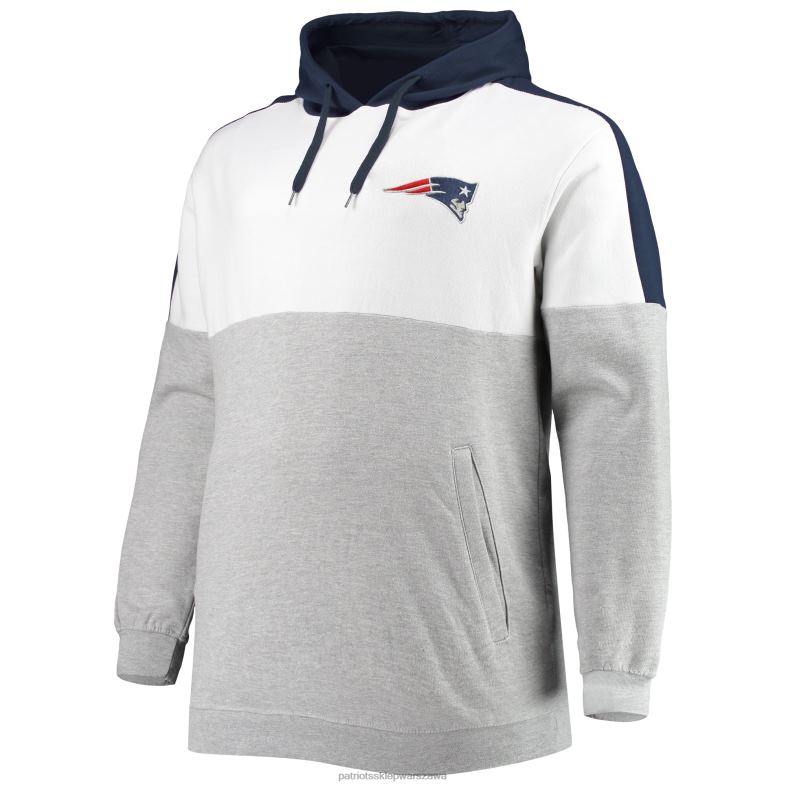 Patriots Jersey mężczyźni granatowa/melanżowa szara bluza z kapturem i dużym logo zespołu odzież 6RBB688