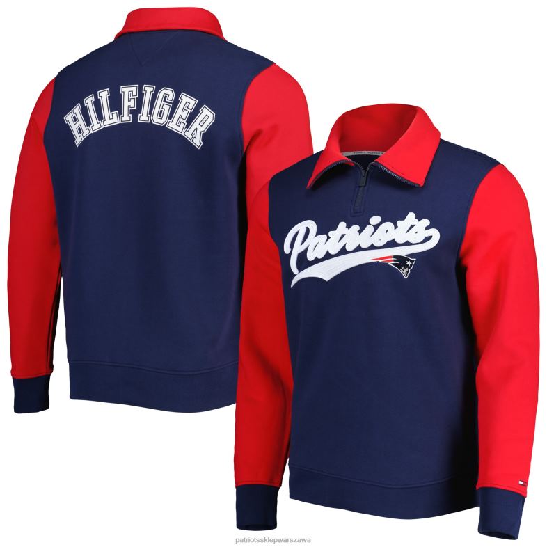 Patriots Jersey mężczyźni granatowo-czerwona bluza Tommy Hilfiger Aiden z zamkiem błyskawicznym odzież 6RBB678
