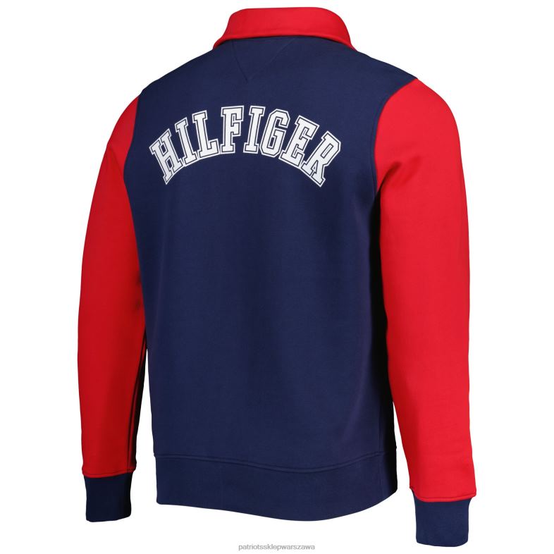 Patriots Jersey mężczyźni granatowo-czerwona bluza Tommy Hilfiger Aiden z zamkiem błyskawicznym odzież 6RBB678