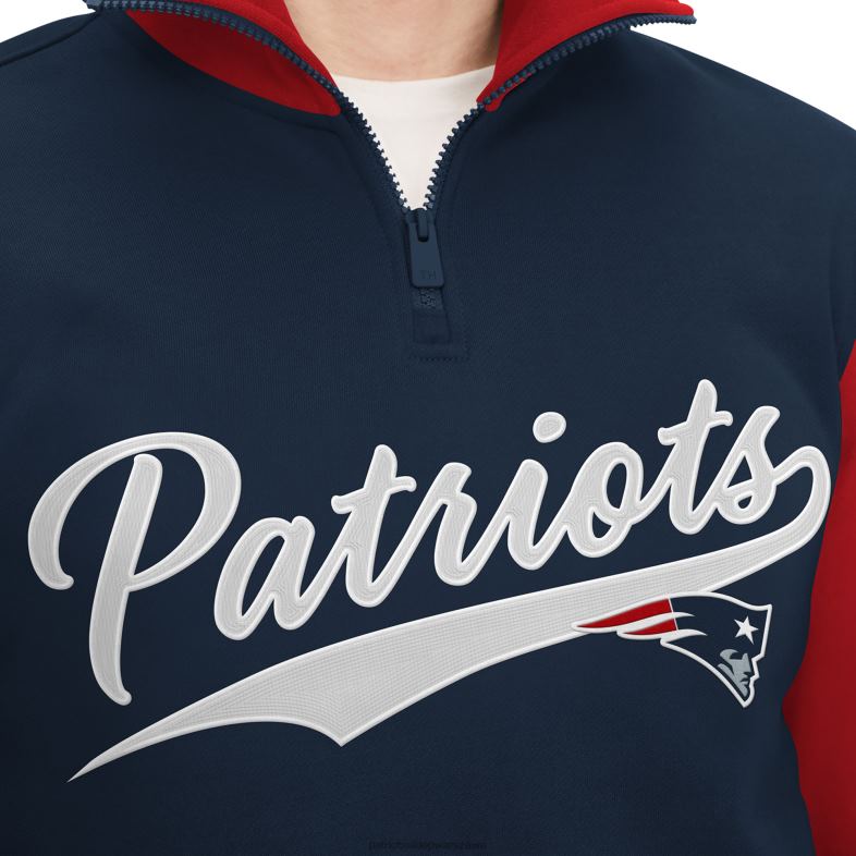 Patriots Jersey mężczyźni granatowo-czerwona bluza Tommy Hilfiger Aiden z zamkiem błyskawicznym odzież 6RBB678