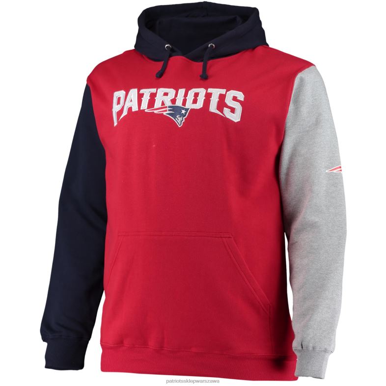 Patriots Jersey mężczyźni granatowo-czerwona, duża i wysoka bluza z kapturem odzież 6RBB647